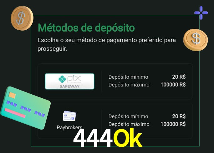 O cassino 444Ok oferece uma grande variedade de métodos de pagamento